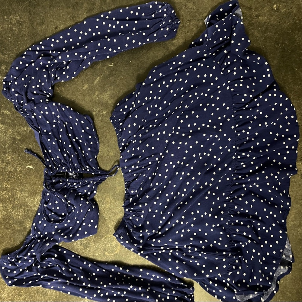 Blue dress with connected pieces